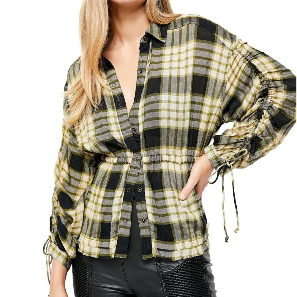 We the Free Free People Wool Blend Pacific Dawn Plaid Top Size  Medium